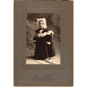Antique Cabinet Photo Toddler in Winter Cape Adams Studio‎ New York